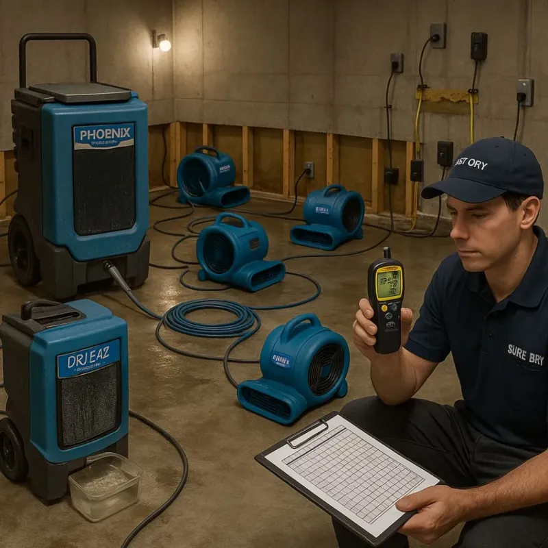 Structural Drying and Dehumidification process in Glendora, CA